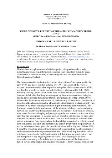 End of Award Report - Institute of Historical Research
