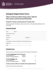 Delegate Registration Form - Institute of Historical Research