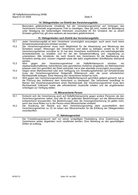 R+V Bedingungsheft SpezialPolicen Gesamt-Inhaltsverzeichnis