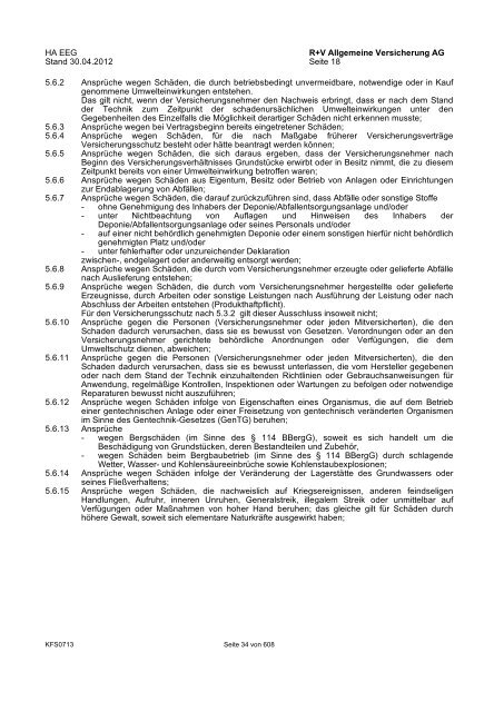 R+V Bedingungsheft SpezialPolicen Gesamt-Inhaltsverzeichnis