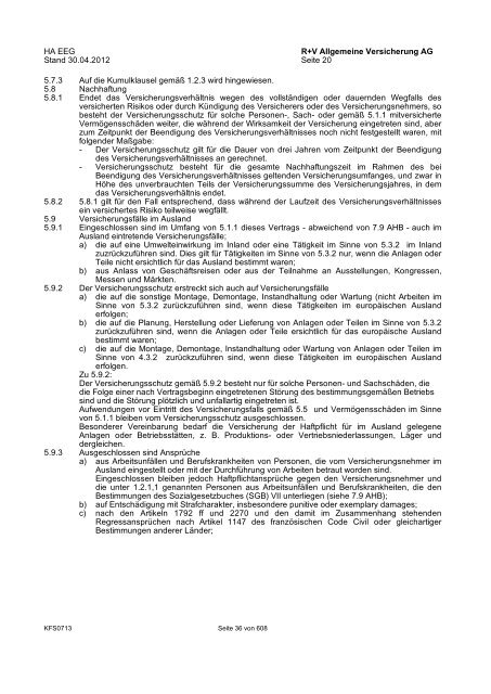 R+V Bedingungsheft SpezialPolicen Gesamt-Inhaltsverzeichnis