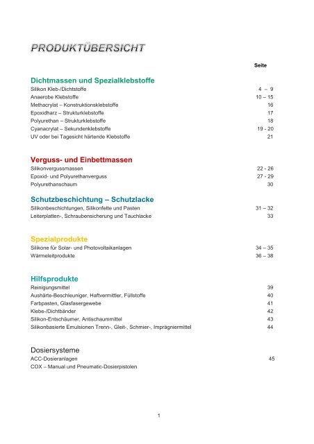 Katalog für Kleb-, Dicht-, Beschichtungsmaterialien - DE - Baltres