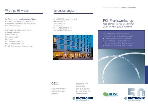 Flyer Praxis-Workshop für Ärzte PCI-Kurs - Biotronik