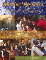 Teaching Resources Catalog - Colonial Williamsburg