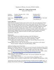 HIST 270 China in the World syllabus - History, Department of ...