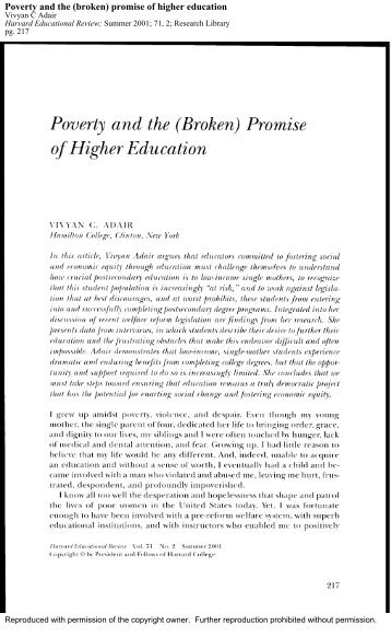 Poverty and the (broken) promise of higher education - UCSB ...