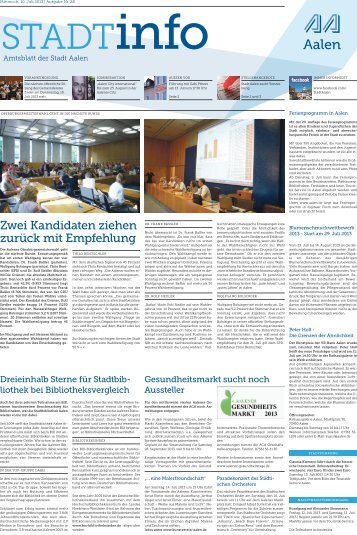 "Stadtinfo" 28. Kalenderwoche - 10. Juli 2013 (pdf, 320 ... - Stadt Aalen