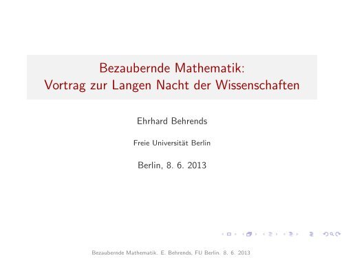 Bezaubernde Mathematik - Freie Universität Berlin
