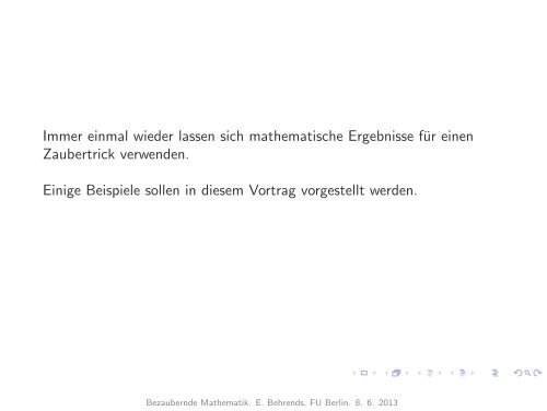 Bezaubernde Mathematik - Freie Universität Berlin