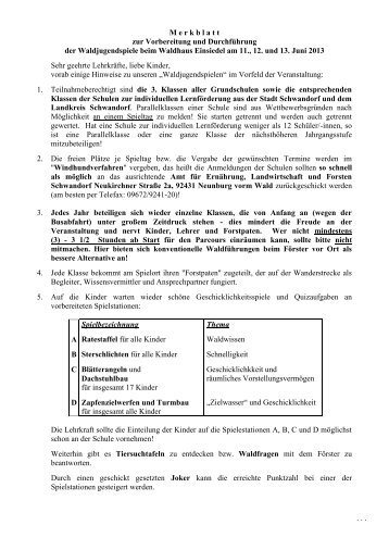 Merkblatt Waldjugendspiele - Amt für Ernährung, Landwirtschaft und ...