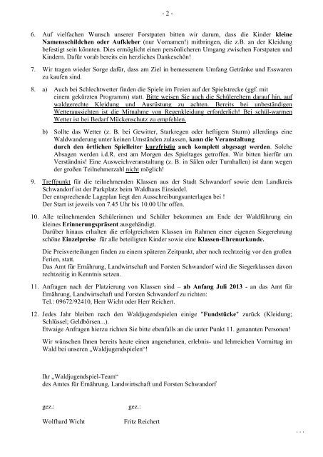 Merkblatt Waldjugendspiele - Amt für Ernährung, Landwirtschaft und ...