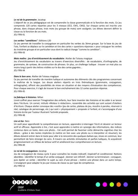 Catalogue des jeux éducatifs Cycle 3 - Cndp