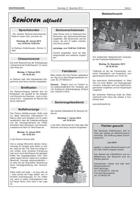 Mitteilungsblatt Nr. 25, KW 51 - Gemeinde Grafenhausen