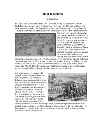 Life at Jamestown essay - Jamestown Settlement