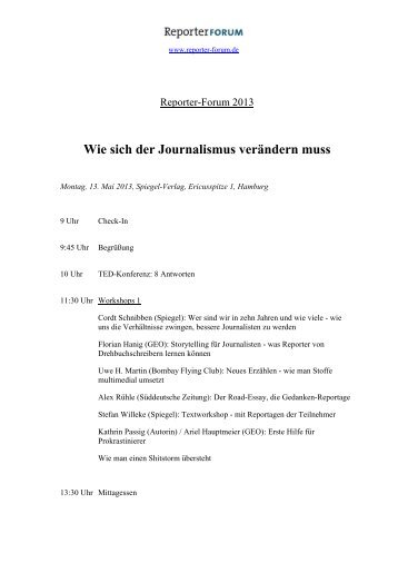 Wie sich der Journalismus verändern muss - Reporter-Forum