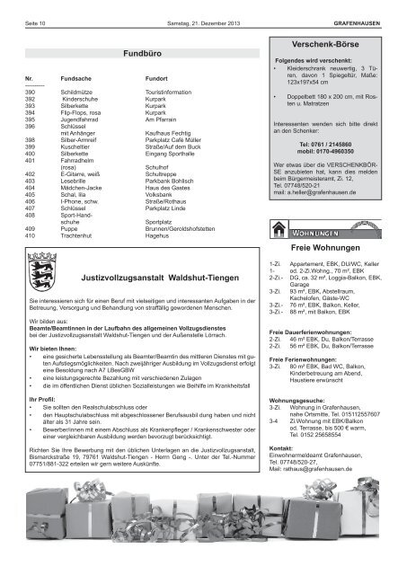 Mitteilungsblatt Nr. 25, KW 51 - Gemeinde Grafenhausen