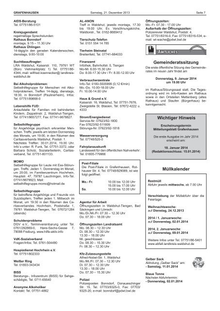 Mitteilungsblatt Nr. 25, KW 51 - Gemeinde Grafenhausen