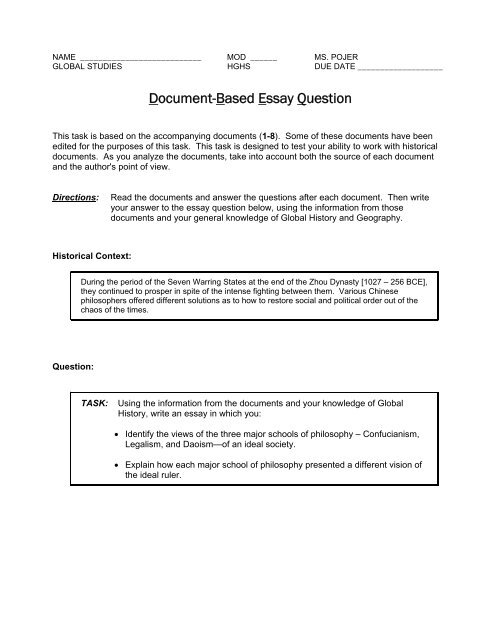 Document-Based Essay Question - Historyteacher.net