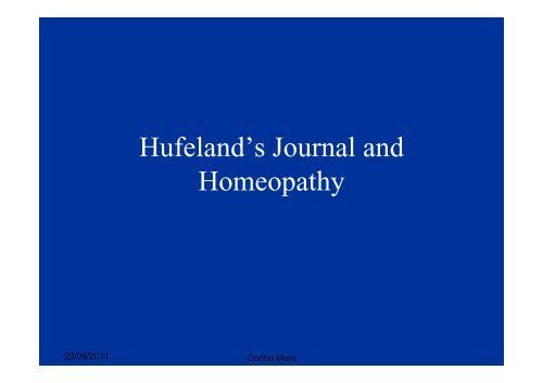 Hufeland's Journal and Homeopathy