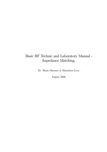Basic RF Technic and Laboratory Manual - Impedance Matching.