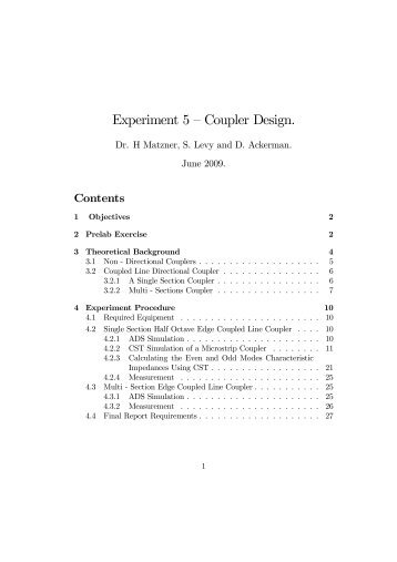 Experiment 5 â Coupler Design.