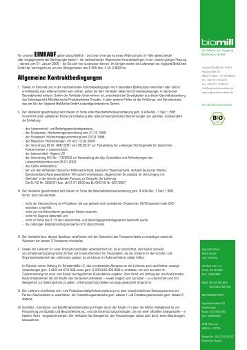 Allgemeine Kontraktbedingungen - Vogtland BIO Muehlen