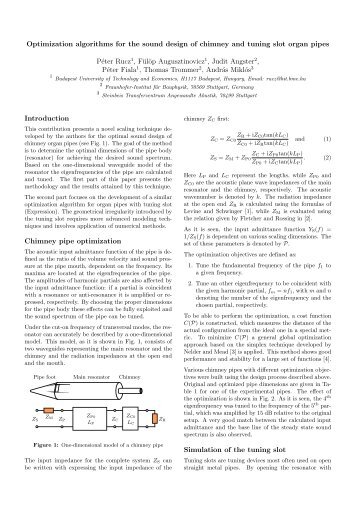 Optimization algorithms for the sound design of chimney and tuning ...