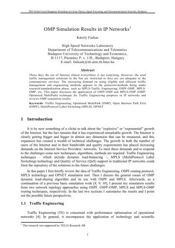 OMP Simulation Results in IP Networks1