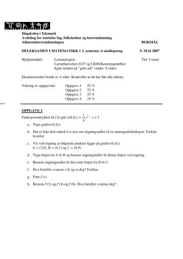 Matematikk 1 (PDF, 165,93 kB) - HÃ¸gskolen i Telemark