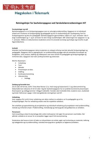 Retningslinjer for Bacheloroppgave fÃ¸rskole
