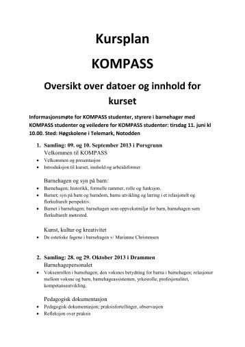 KOMPASS â Semesterplan 2013â14