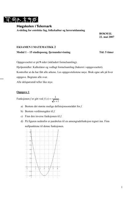 Matematikk 2 (PDF, 104,20 kB) - HÃ¸gskolen i Telemark