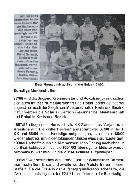 1986 - 1992 - VfR Simmern Tischtennis