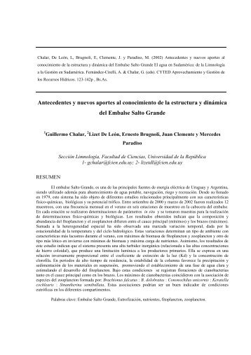 Chalar & Conde 2000 - Sección Limnología - Facultad  de Ciencias