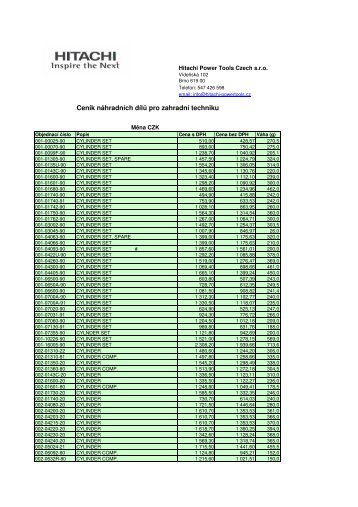 (Cen\355k n\341hradn\355ch d\355l\371 pro zahradn\355 ... - Hitachi