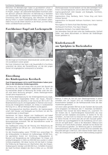 Stadtanzeiger Nr. 26 vom 20.12.2013 - Forchheim