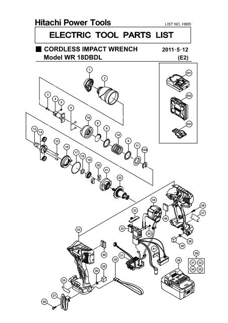 WR18DBDL Exploded Diagram and Parts Listing - Hitachi