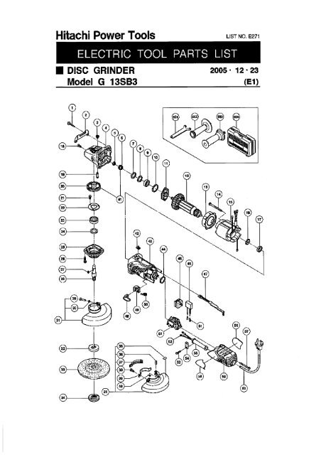 G13SB3 Exploded Diagram and Parts Listing - Hitachi