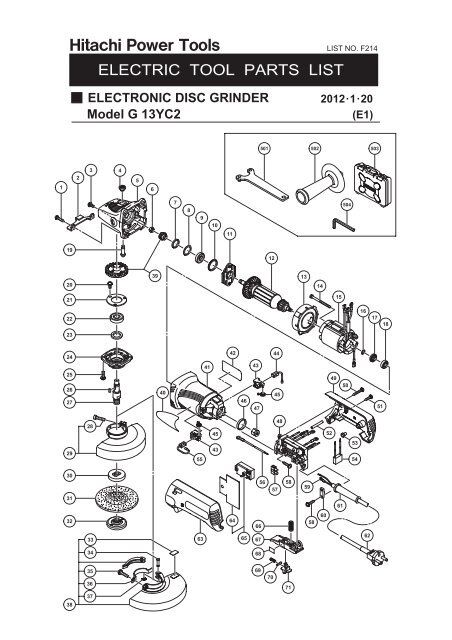 G13YC2 Exploded Diagram and Parts Listing - Hitachi