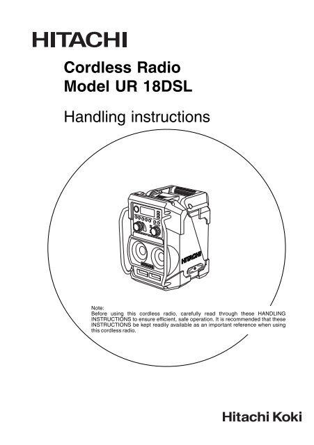 UR18DSL Product Manual - Hitachi