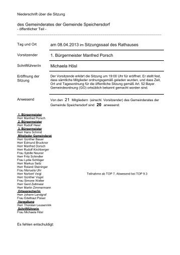 Sitzung vom 08.04.2013 - Gemeinde Speichersdorf