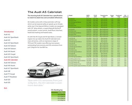 Audi graduated CO2 guide