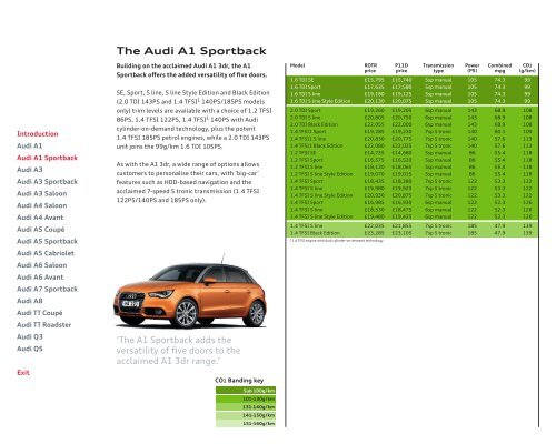 Audi graduated CO2 guide