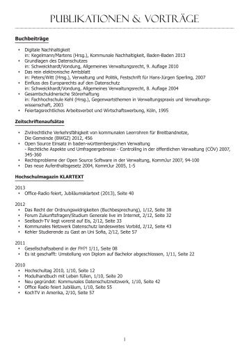 Publikationen-Vorträge_Prof. Martens 2013_mit ... - Hochschule Kehl