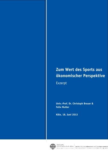 Zum Wert des Sports aus ökonomischer Perspektive - Der Deutsche ...