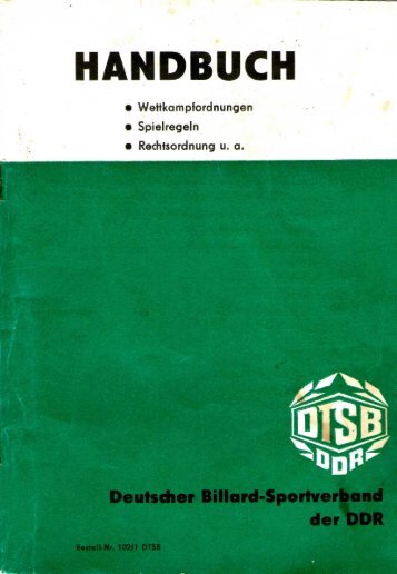 Handbuch des DBSV der DDR - 1. Billardclub Magdeburg 1950 eV