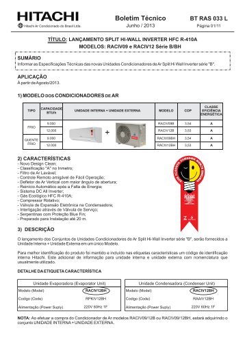 BT RAS 033 L LANÃAMENTO SPLIT HI WALL INVERTER HFC R ...