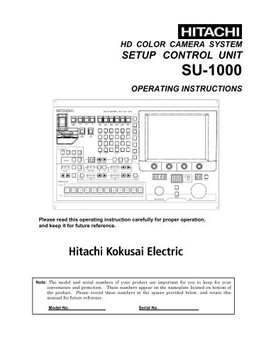 SU-1000 Operation Manual - Hitachi Kokusai Electric America, Ltd.