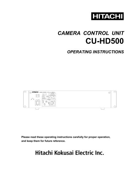 CU-HD500 - Hitachi Kokusai Electric America, Ltd.
