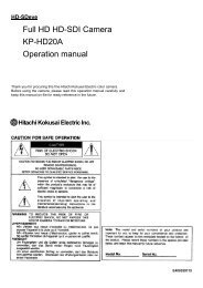 KP-HD20A Op Manual - Hitachi Kokusai Electric America, Ltd.